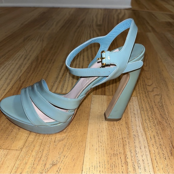 MIU MIU Patent Leather Platform Slanted High Heels Strappy Sandals - Size 41 - Picture 6 of 7